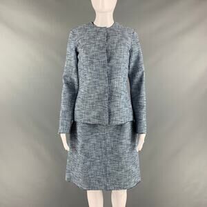 ST. JOHN Size S Blue Navy Cotton Blend Sleeveless Below Knee Outfits